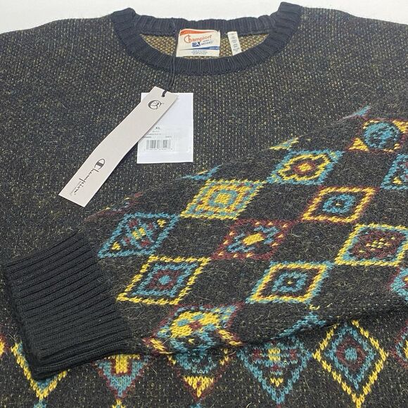 Champion Index + Archives Retro Sweater XL Geometric Mohair Wool Alpaca Italy - Picture 4 of 10